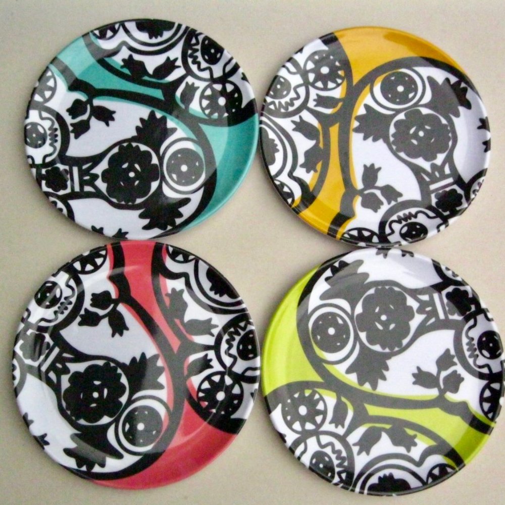 Melamine Salad/Lunch Plates Set 4 Abstract Floral